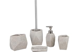 axentia Santorino Set Accessori da Bagno, Beige, 5 Pezzi