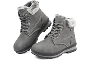 HANANI Snow Boots Womens Winter Boots Warm Fur Lined Walking Boots Ankle Boots Ladies Hiking Boots Mid Calf Boots Lace up Outdoor Non-Slip Work Booties Girls Light weight