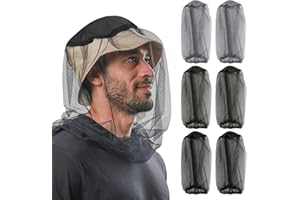 QICHAN Lot de 6 moustiquaires pour la tête, noir, vert, gris, protection contre les moustiques, pour la pêche, le camping, l'escalade, le cyclisme, l'apiculture, la randonnée