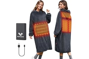 Beheizte Hoodie Decke mit Ärmeln,Heizdecke mit Ärmeln Kabellos mit Akku,10000mAh,Geschenk für Frauen,Tragbare Decke zum Anziehen Erwachsene Kuscheldecke,Weihnachtsgeschenke für Freundin Mütter75*110cm