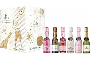 BRUT DARGENT Brut Coffret Cadeau New Year Edition - Compte à rebours avant Nouvel An - 6 vins effervescents Rosé et Blanc (6 x 0.20 l)