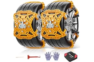 HIGHSAM EAGLE CLAW Catene da Neve, Set di 6 Catene auto universali per Auto(Autovetture, SUV e Autocarri Leggeri) con larghezza degli pneumatici compresa tra 165 e 265 (giallo)