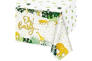 BOFYTR Baby Shower Decorations, Baby Shower Table Cloth Neutral Sage Green 274 X 137cm Disposable Rectangle Table Covers Waterproof Plastic Tablecloth for Kids Baby Shower Decorations Birthdays Party