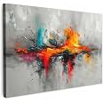 Tableau Sur Toile Déco Murale 90x60 Cm - Impression Photo De Kitesurfeur Orange Mer Ciel - Cadre Bois 2 Cm, Livré Prêt à Accrocher