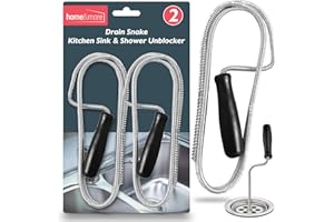 SOL 2pk Drain Snake Kitchen and Shower Unblocker - 100cm Kitchen Sink Unblocker Tool, Plumbing Snake for Drain Cleaning, Shower & Sink Drain Auger, Drain Unblocking Brush for Kitchen & Bathroom Pipes
