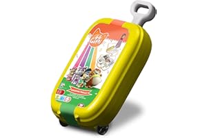 Multiprint Trolley Set 44 Gatti, Made in Italy, Album da Colorare, Stickers, Pennarelli e Matite, Set Timbrini Bimbi, in Legno e Gomma Naturale, Inchiostro Lavabile Atossico, Idea Regalo, Art.64986