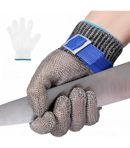 Guanti Antitaglio Livello 5 In Acciaio Inox - Per Cucina, Giardinaggio E Lavori - Foto 4