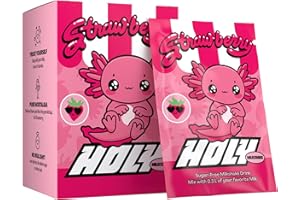 HOLY ENERGY HOLY Milkshake Coffret dégustation de 10 portions à la fraise – 10 portions enrichies en vitamines B, C et D et aux arômes 100% naturels – sans sucre, sans caféine et vegan