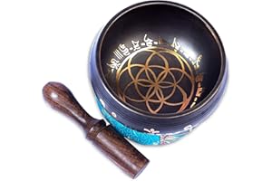 Tibetan Singing Bowl Set - Easy To Play for Beginners - Authentic Handcrafted Mindfulness Meditation Holistic Sound 7 Chakra Healing Gift by Himalayan Bazaar (Black without bag)