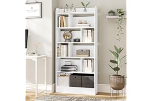 Hzuaneri Libreria de 6 Niveles, Estanteria para Libros de 10 Cubos, 24 x 80 x 170 cm, para Oficina, Salón, Estudio, Blanco BC22803X