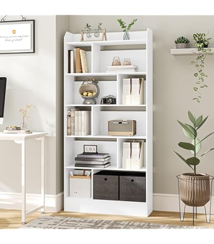 GOPLUS Boekenkast Met Vlieslade - Staand Opbergrek 80x24x132 Cm - Bruin, Voor Woonkamer Of Werkkamer