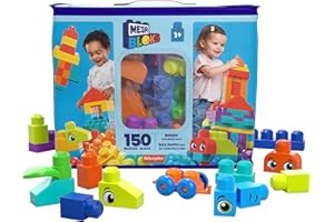 MEGA BLOKS - Sacca Eco Grande 150 Pezzi, con 150 blocchi da costruzione grandi e colorati e 1 sacca per contenerli, Giocattolo e regalo per Bambini 1+ Anni, HHM96
