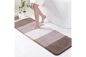 Exclusivo Mezcla Tapis de Bain en Microfibre - Antidérapant, Absorbant et Extra Doux, Séchage Rapide et Lavable en Machine, pour Salle de Bain, Douche et Déco, 60 x 180 cm, Brun