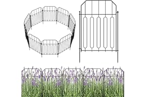 Yeabett Garden Fencing, 10 Pcs Temporary Fencing Animal Fence Barrier, Decorative Metal Fencing for Outdoor Grassland Yard Patio, 31cm(W) × 41cm(H)