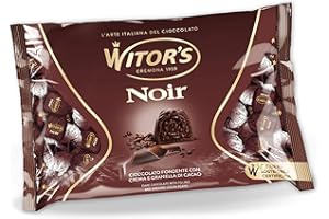 WITOR'S WITOR’S - Noir - Cioccolatini Ripieni con Cuore Cremoso al Cacao e Granella di Cacao Caramellata - Praline di Cioccolato Finissimo - Snack Dolci di Cioccolato Fondente - Busta da 1 Kg