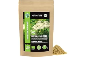Alpi Nature Fläderblom Te BIO 100g, Torkad och Gniden Fläderört, Ekologiskt Fläderblomste, Löst Te