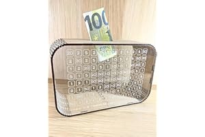 G U T H E LIFESTYLE Sparbox mit Zahlen ankreuzen mit Stift, Spardose aus Holz und Acryglas, Wiederverwendbare durchsichtige große Spardose mit Sparziel, Gel sparen, Spardose Kinder, Sparschwein, Sparbüchse (1000€)