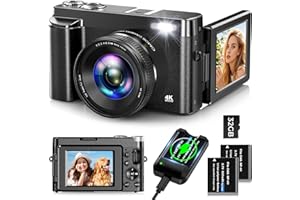 Appareil Photo Numérique 4K,Oiadek 48MP Autofocus Camera Vlog avec 32G Memory Card 16X Digital Zoom,Appareil Photo Compact with 3.0 inch 180° Flip Screen and Battery Charger for Teenagers