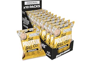 THE PROTEIN BALL CO. The Protein Ball Co Coconut & Macadamia Protein Balls - High Protein Healthy Snacks, Gluten-Free, No Added Sugar - On-the-Go Energy Balls, Box of 10 bags