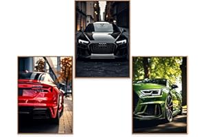 GrowArt - lot de 3 posters avec des voitures AUDI au format A3 sans cadre | impression photo de haute qualité | décoration pour les amateurs d'automobile | modèles disponibles uniquement chez nous |