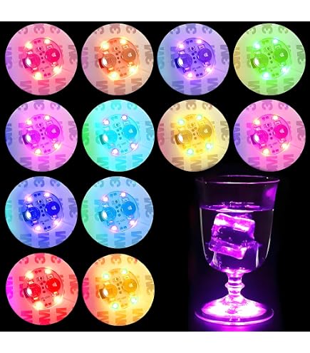 12 Stück Bunte LED Untersetzer - Acryl, 7 Farben & 3 Beleuchtungsmodi, Leuchtende Glasuntersetzer Für Partys & Bar