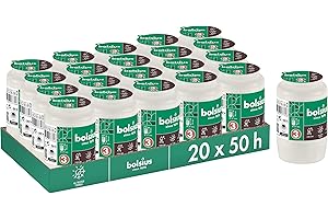 Bolsius Grablicht - Weiß - 20 Stk. - Länge Brenndauer 2 Tage - Trauerkerze & Gedenkstätte Kerzen - Sauberes Abbrennen - Ohne Palmöl