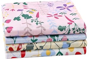 HOULIFE - Fazzoletti colorati in puro cotone 60S, motivo floreale, 4 colori, per ragazze, bambini, studenti, uso quotidiano, 4/8 pezzi, 34 x 34 cm multicolore Small