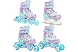 ‎RAVEN RAVEN 4in1 Inline Skates Triskates Rollschuhe Schlittschuhe Inliner für Kinder Mädchen verstellbar