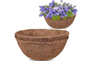GOTVUGE 2 Packs Round Coco Coir Liner 16 Inch, Natural Coconut Fiber for Indoor and Outdoor Garden Hanging Basket Liners in Window Boxes