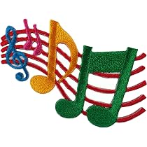 Toppa con note musicali, spartito musicale, distintivo ricamato, da