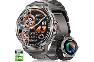 NAIXUES Reloj Inteligente Hombre con 1000mAh Batería, 1.92" AMOLED, 5ATM Impermeable Smartwatch Militar con Llamadas, 120+ Modos Deportivos, 24/7 Pulsómetro/Sueño/Podómetro Pulsera Actividad Android iOS Negro
