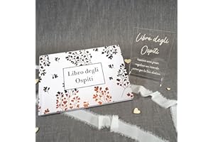 PHOTOCITY Libro degli Ospiti con Targa in plexiglass, Libro degli Ospiti con Pagine Bianche, Libro delle dediche 50 Fogli Bianchi (Libro degli Ospiti Felce Bronzo, Italiano)