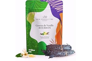 MON EPICERIE FINE GOURMET 15 Gousses fraîches de Vanille BOURBON de Madagascar – Taille XL 17/20cm Sélection gourmet Gousse de Vanille fraîche charnue et souple - Sachet ZIP recyclable fabriqué en Europe