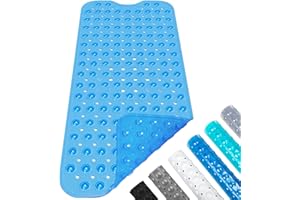 Baozun, Mata do wanny, mata prysznicowa, mata antypoślizgowa, 100 x 40 cm (Przejrzysty błękit)