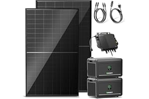 Solakon® 1000W Balkonkraftwerk mit Speicher - 1000 Watt komplett Steckdose & 800W Wechselrichter - Solaranlage Komplettset - 2x 500W bifaziale Solarmodule & 4kWh Speicher für Balkonkraftwerk