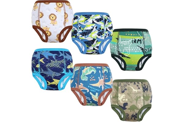 MOEMOE BABY Culotte Apprentissage Propreté Garcon Absorbants | Culotte d Apprentissage Enfant en Coton | Slip Apprentissage propreté Garcon 6 Paquets | Marron,3 Ans