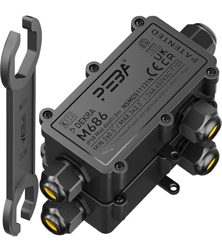 Scatola di giunzione impermeabile, IP68 6 connettori esterni di plastica neri esterni dell'ABS del connettore del cavo elettrico di modo