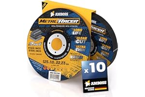 Disque a tronconner 125 metal (10 pièces) - Ø125x1x22.23mm - Disque a tronconneuse metaux Metal Racer by AMBOSS WERKZEUGE - Disque meuleuse 125 pour acier, acier inoxydable et meuleuse angulaire
