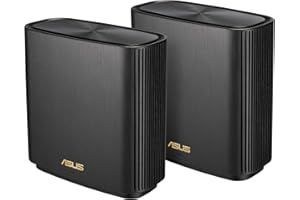 ASUS ZenWiFi XT8 Noir - Pack de 2 - Système Wi-FI 6 AX Mesh, Tri-Bande, 6600 Mbit/s, 500m2, AiProtection avec TrendMicro à vie, Port WAN/LAN 2,5 Gigabit + 3 Ports LAN Gigabit, AiMesh