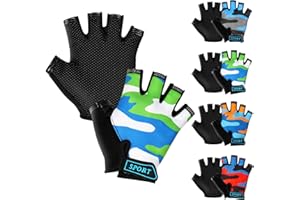 AMFUN Guantes de Ciclismo Niñas y Niños, Guantes Bicicleta, Guantes Deportivos Al Aire Libre para Ciclismo, Canotaje Infantil MTB BMX Carretera Montaña (Camuflaje Gris
