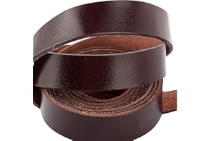 BHGT 2Metros Cinta de Cuero Auténtico Ancho 2cm Correa de Piel Plana Banda Tira para Manualidades Bolso Color Marrón