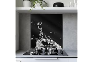 SO BESPOKE Kitchen Glass Splashback Printed Toughened Tile Cooker Panel Hob Cooker Glass Water Splash Design Back Splash Coloured Hob Tempered Splashback (60cm x 75cm)