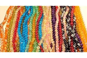 RIGA 80pcs x 8mm Colourful Round Crackle Glass Beads - Jewellery Making (Ref:13A58)
