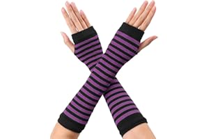 Allegra K Women's Fingerless Gloves Printed Elbow Length Knitted Arm Warmers