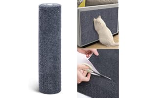 QIANSHOUYAN Rascador Autoadhesivo para Gatos 40x200cm DIY Recortable Alfombra Rascador Estera Rascador para Gatos Torre para Gatos para Protección de Alfombras Sofá Protección de Muebles (Gris,1 Pieza)