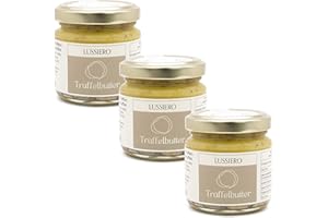 ‎LUSSIERO 3er Pack Lussiero Trüffelbutter mit echtem Weissem Bianchetto Trüffel Tuber Borchii 80g