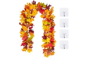 HYWEAN HOMD 2 Piezas de Decoracion Otoño, Plantas Artificiales Decorativas de Guirnalda Incluye 4 Ganchos y Luz para tu Decoracion y Temática de Halloween en Paredes Interiores o Exteriores, 175cm