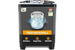 VW Visio World 7.5 kg 5 Star Aqua Spin Semi Automatic Top Load Washing Machine Aqua-Spin0075P (Black)