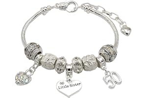 JEWELLERY HUT Little Sister 50th Birthday Charm Bracelet with Gift Box Women's Jewellery