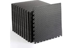 HH HOME HUT Soft Foam Exercise Floor Mats, Interlocking Puzzle EVA mat tiles For Gym, Garage, Home, Office, Workouts, Yoga, Kids Play, Weights and workout Studio - 60 x 60cm